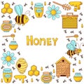 Honey bee vector icons set Royalty Free Stock Photo